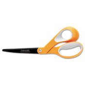 Fiskars® Premier Non-Stick Titanium Softgrip Scissors, 8" Long, 3.1" Cut Length, Orange/Gray Offset Handle Item: FSK1539001006