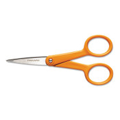 Fiskars® Home and Office Scissors, Pointed Tip, 5" Long, 1.88" Cut Length, Orange Straight Handle Item: FSK1948101015