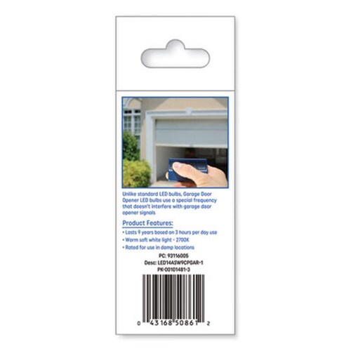 GE LED Soft White A19 Garage Door Opener Bulb, 14 W Item: GEL93116005