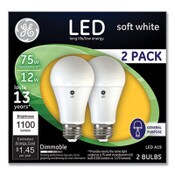 GE 75W LED Bulbs, A19, 12 W, Soft White, 2/Pack Item: GEL93127324