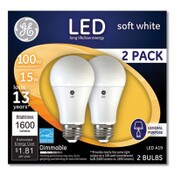 GE 100W LED Bulbs, A19, 15 W, Soft White, 2/Pack Item: GEL93127668