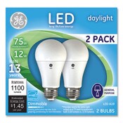 GE 75W LED Bulbs, A19, 12 W, Daylight, 2/Pack Item: GEL93127670