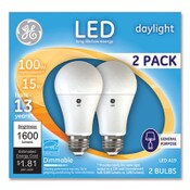 GE 100W LED Bulbs, A19, 15 W, Daylight, 2/Pack Item: GEL93127672