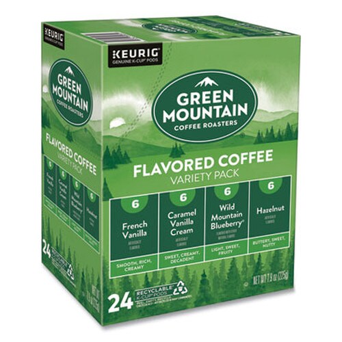 Green Mountain Coffee® Flavored Variety Coffee K-Cups, Assorted Flavors, 0.38 oz K-Cup, 24/Box Item: GMT9975