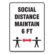 Accuform® Social Distance Signs, Wall, 7 x 10, "Social Distance Maintain 6 ft", 2 Humans/Arrows, White, 10/Pack Item: GN1MGNF547VPESP