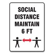 Accuform® Social Distance Signs, Wall, 10 x 14, "Social Distance Maintain 6 ft", 2 Humans/Arrows, White, 10/Pack Item: GN1MGNF549VPESP