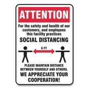Accuform® Social Distance Signs, Wall, 10 x 14, Customers and Employees Distancing, Humans/Arrows, Red/White, 10/Pack Item: GN1MGNG905VPESP