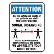 Accuform® Social Distance Signs, Wall, 10 x 14, Patients and Staff Social Distancing, Humans/Arrows, Blue/White, 10/Pack Item: GN1MGNG907VPESP