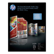 HP Laser Glossy Tri-Fold Brochure Paper, 97 Bright, 40 lb Bond Weight, 8.5 x 11, White, 150/Pack Item: HEWQ6612A