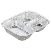 HFA® Aluminum Oblong Container with Lid, 3-Compartment, 24 oz, 8.5 x 6.38 x 1.47, Silver, 250/Carton Item: HFA204535250W