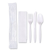 Hoffmaster® Economy Cutlery Kit, Fork/Knife/Spoon/Napkin, White, 250/Carton Item: HFM117799