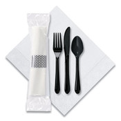 Hoffmaster® CaterWrap Cater to Go Express Cutlery Kit, Fork/Knife/Spoon/Napkin, Black, 100/Carton Item: HFM119901