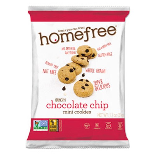 Homefree® Gluten Free Chocolate Chip Mini Cookies, 1.1 oz Pack, 30/Carton Item: HMF01873