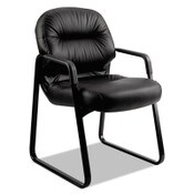 HON® Pillow-Soft 2090 Series Guest Arm Chair, Leather Upholstery, 31.25" x 35.75" x 36", Black Seat, Black Back, Black Base Item: HON2093SR11T