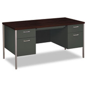 HON® 34000 Series Double Pedestal Desk, 60" x 30" x 29.5", Mahogany/Charcoal Item: HON34962NS