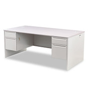 HON® 38000 Series Double Pedestal Desk, 72" x 36" x 29.5", Light Gray Item: HON38180G2Q
