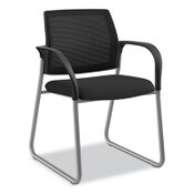 HON® Ignition Series Mesh Back Guest Chair with Sled Base, Fabric Seat, 25" x 22" x 34", Black Seat, Black Back, Platinum Base Item: HONIB108IMCU10P