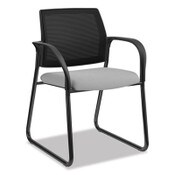 HON® Ignition Series Mesh Back Guest Chair with Sled Base, Fabric Seat, 25" x 22" x 34", Frost Seat, Black Back, Black Base Item: HONIB108IMCU22