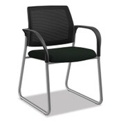 HON® Ignition Series Mesh Back Guest Chair with Sled Base, Vinyl Seat, 25" x 22" x 34", Black Seat, Black Back, Platinum Base Item: HONIB108IMUR10P