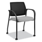 HON® Ignition Series Mesh Back Mobile Stacking Chair, Fabric Seat, 25" x 21.75" x 33.5", Frost Seat, Black Back, Black Base Item: HONIS107HIMCU22