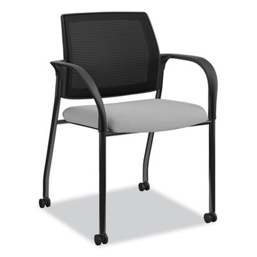HON® Ignition Series Mesh Back Mobile Stacking Chair, Fabric Seat, 25" x 21.75" x 33.5", Frost Seat, Black Back, Black Base Item: HONIS107HIMCU22