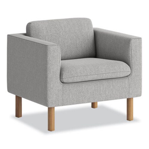 HON® Parkwyn Series Club Chair, 33" x 26.75" x 29", Gray Seat, Gray Back, Oak Base Item: HONVP3LCHRGRY