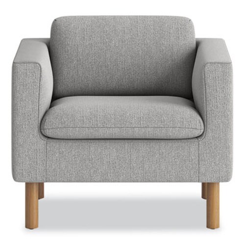 HON® Parkwyn Series Club Chair, 33" x 26.75" x 29", Gray Seat, Gray Back, Oak Base Item: HONVP3LCHRGRY