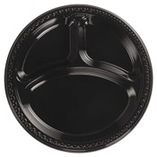 Chinet® Heavyweight Plastic 3-Compartment Plates, 10.25" dia, Black, 125/Pack 4 Packs/Carton Item: HUH81430