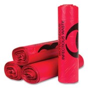 Inteplast Group High-Density Commercial Can Liners, Infectious Waste Biohazard, 33 gal, 13 mic, 33" x 40", Red, Interleaved, 25/RL, 20 RL/CT Item: IBSS334014RH
