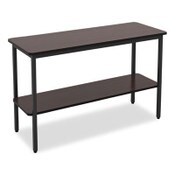 Iceberg OfficeWorks One-Shelf Utility Table, Rectangular, 47.25" x 17.7" x 29.5", Walnut Top, Black Base/Legs Item: ICE69124