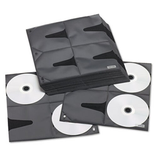 Vaultz® Two-Sided CD Refill Pages for Three-Ring Binder, 8 Disc Capacity, Clear/Black, 25/Pack Item: IDEVZ01401