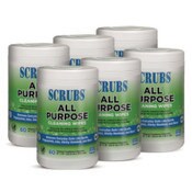 SCRUBS® All Purpose Cleaning Wipes, 9 x 12, Citrus Scent, White, 80 Wipes/Canister, 6 Canisters/Carton Item: ITW96580