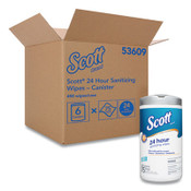 Scott® 24-Hour Sanitizing Wipes, 1-Ply, 4.5 x 8.25, Fresh, White, 75/Canister, 6 Canisters/Carton Item: KCC53609