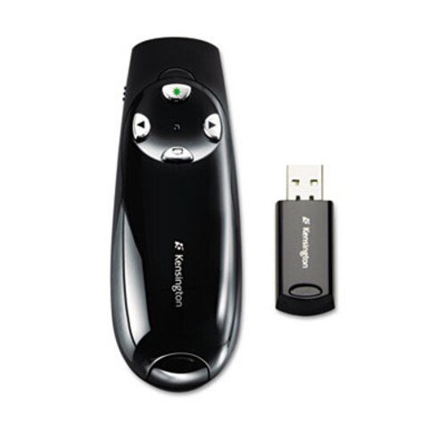 Kensington® Wireless Presenter Pro with Green Laser, Class 2, 150 ft Range, Black Item: KMW72353