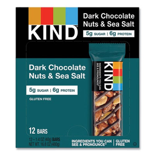 KIND Nuts and Spices Bar, Dark Chocolate Nuts and Sea Salt, 1.4 oz, 12/Box Item: KND17851
