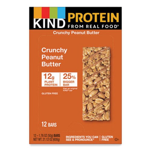 KIND Protein Bars, Crunchy Peanut Butter, 1.76 oz, 12/Pack Item: KND26026