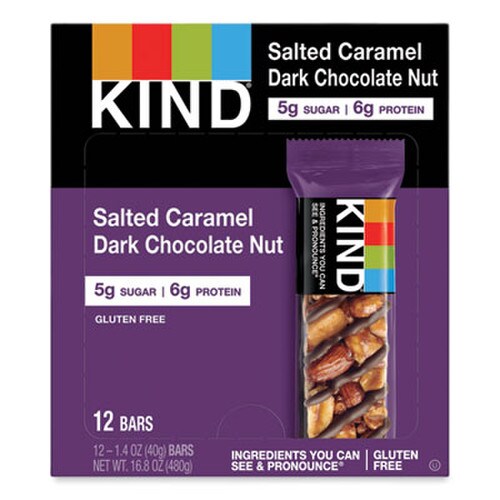 KIND Nuts and Spices Bar, Salted Caramel and Dark Chocolate Nut, 1.4 oz, 12/Pack Item: KND26961
