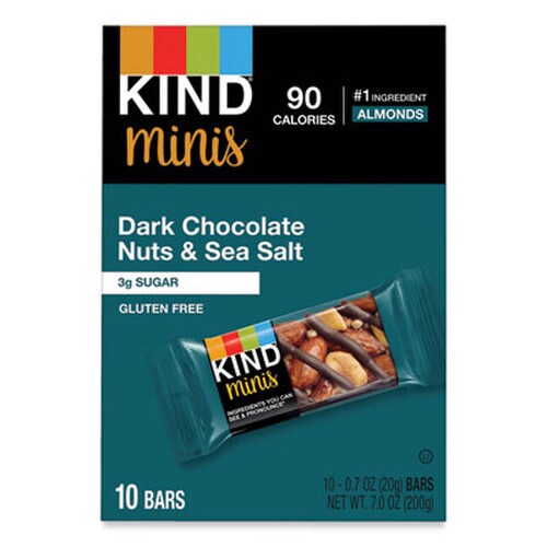 KIND Minis, Dark Chocolate Nuts/Sea Salt, 0.7 oz, 10/Pack Item: KND27959