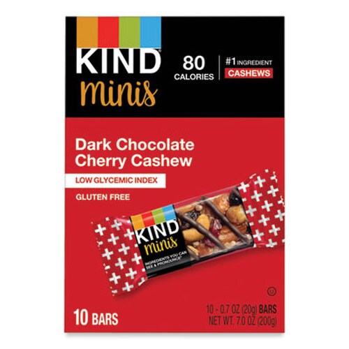 KIND Minis, Dark Chocolate Cherry Cashew, 0.7 oz, 10/Pack Item: KND27962