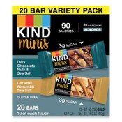 KIND Minis, Dark Chocolate Nuts and Sea Salt/Caramel Almond and Sea Salt, 0.7 oz, 20/Pack Item: KND27964
