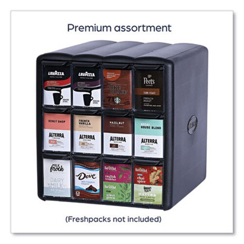 FLAVIA® Four Column Merchandiser, 12 Compartments, 15.2 x 17.2 x 16.3, Black Item: LAV25200002