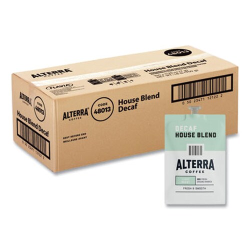 FLAVIA® Alterra Decaf House Blend Coffee Freshpack, 0.25 oz Pouch, 100/Carton Item: LAV48013
