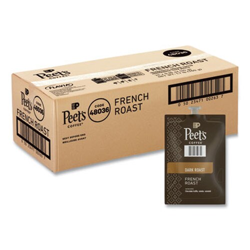 FLAVIA® Peet's French Roast Coffee Freshpack, French Roast, 0.35 oz Pouch, 76/Carton Item: LAV48036