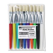 Charles Leonard® Stubby Brush Set, Natural Bristle, Flat Profile, 10/Set Item: LEO73290