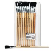 Charles Leonard® Long Handle Easel Brush, Size 18, Natural Bristle, Flat Profile, 12/Pack Item: LEO73575