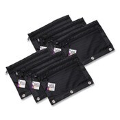 Charles Leonard® Two-Pocket Binder-Insertable Pencil Pouch with Mesh Front, 11 x 9, Black, 6/Pack Item: LEO76356