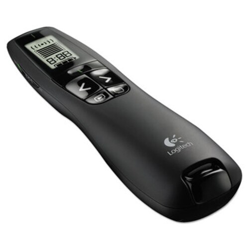 Logitech® R800 Wireless Laser Presentation Remote w/LCD Display, Class 2, 100 ft Range, Matte Black Item: LOG910001350