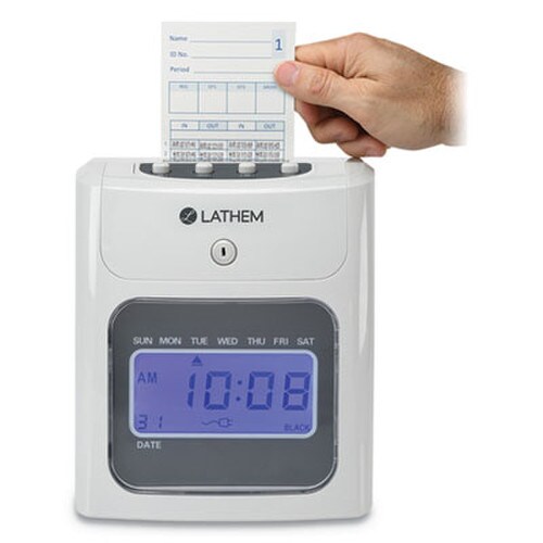 Lathem® Time 400E Top-Feed Time Clock Bundle, Digital Display, White Item: LTH400EKIT