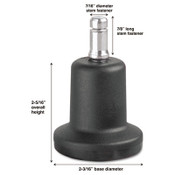 Master Caster® High Profile Bell Glides, Grip Ring Type B Stem, 2.19" x 2.31" Glide, Matte Black, 5/Set Item: MAS70175