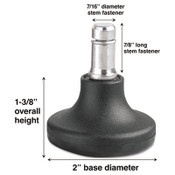 Master Caster® Low Profile Bell Glides, Grip Ring Type B Stem, 2" x 1.38" Glide, Matte Black, 5/Set Item: MAS70178